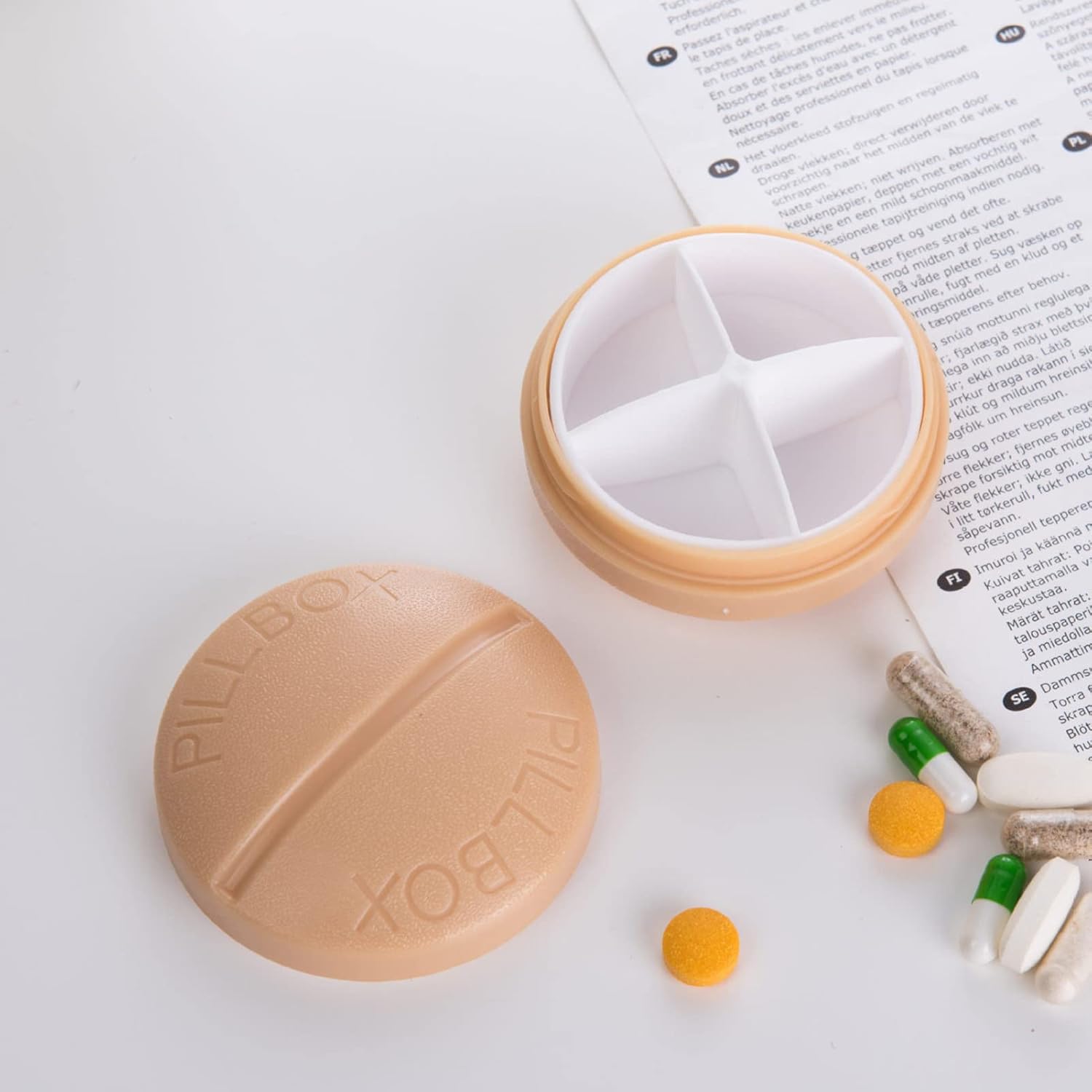 Portable Round Shape 4 Compartments Pill Box (1 Pc) Portable Round Shape 4 Compartments Pill Box (1 Pc)